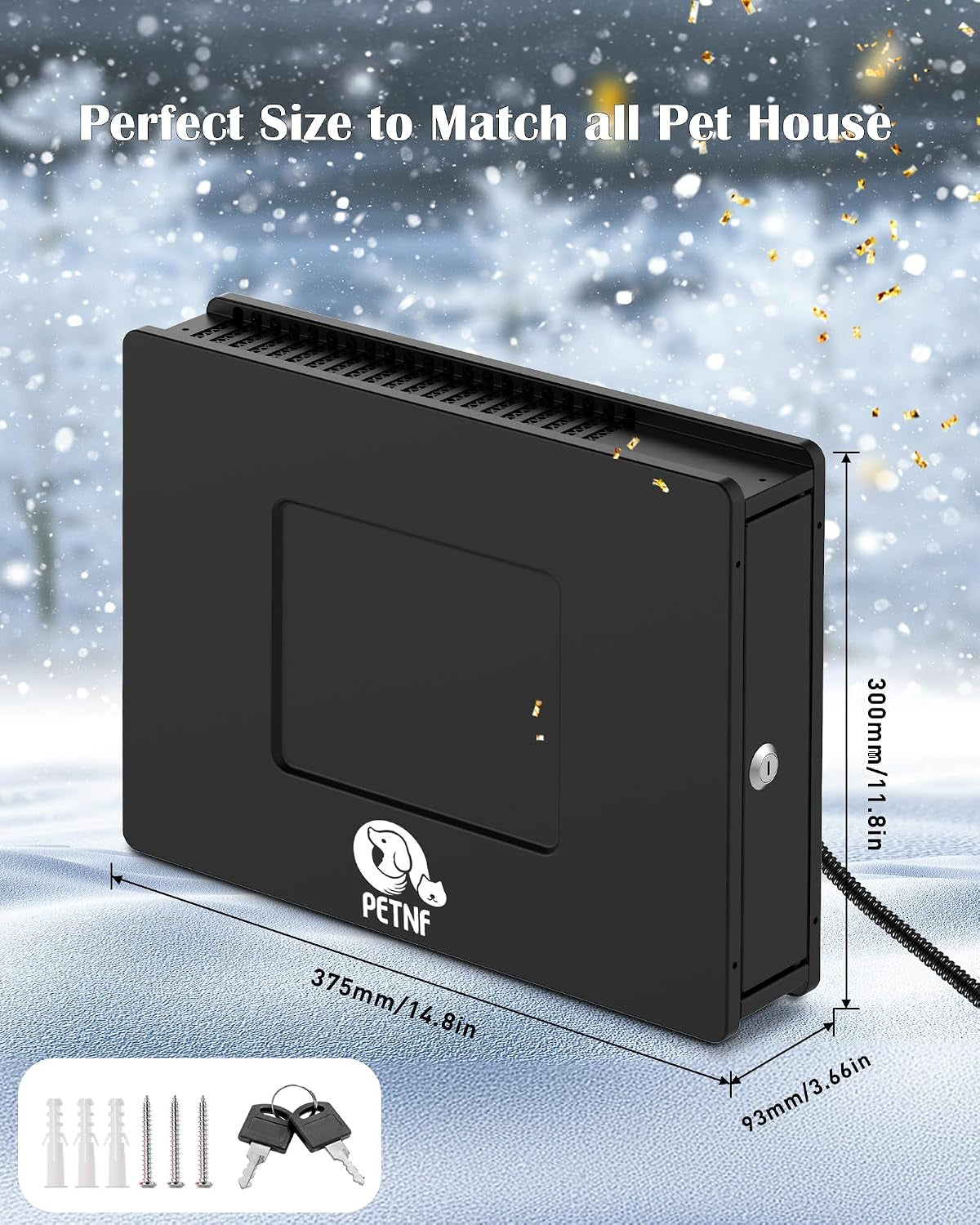 Dog House Heater, 32℉-122℉ Temp Control, Near-Silent No Fan & 30% Energy-Save ECO Mode, Overheat Protection & 6.6Ft Chew-Resistant Cord, Outdoor Dog House/Chicken Coop, Puppies/Preg/Senior Dogs