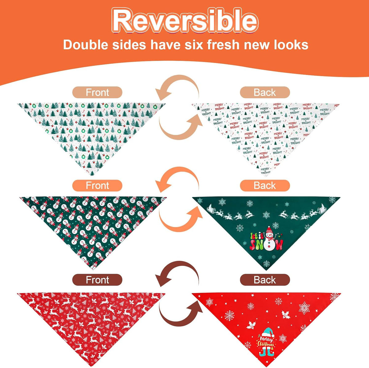 Christmas Dog Bandanas Small 3PCS, 6 Pattern Scarf for Boy and Girl