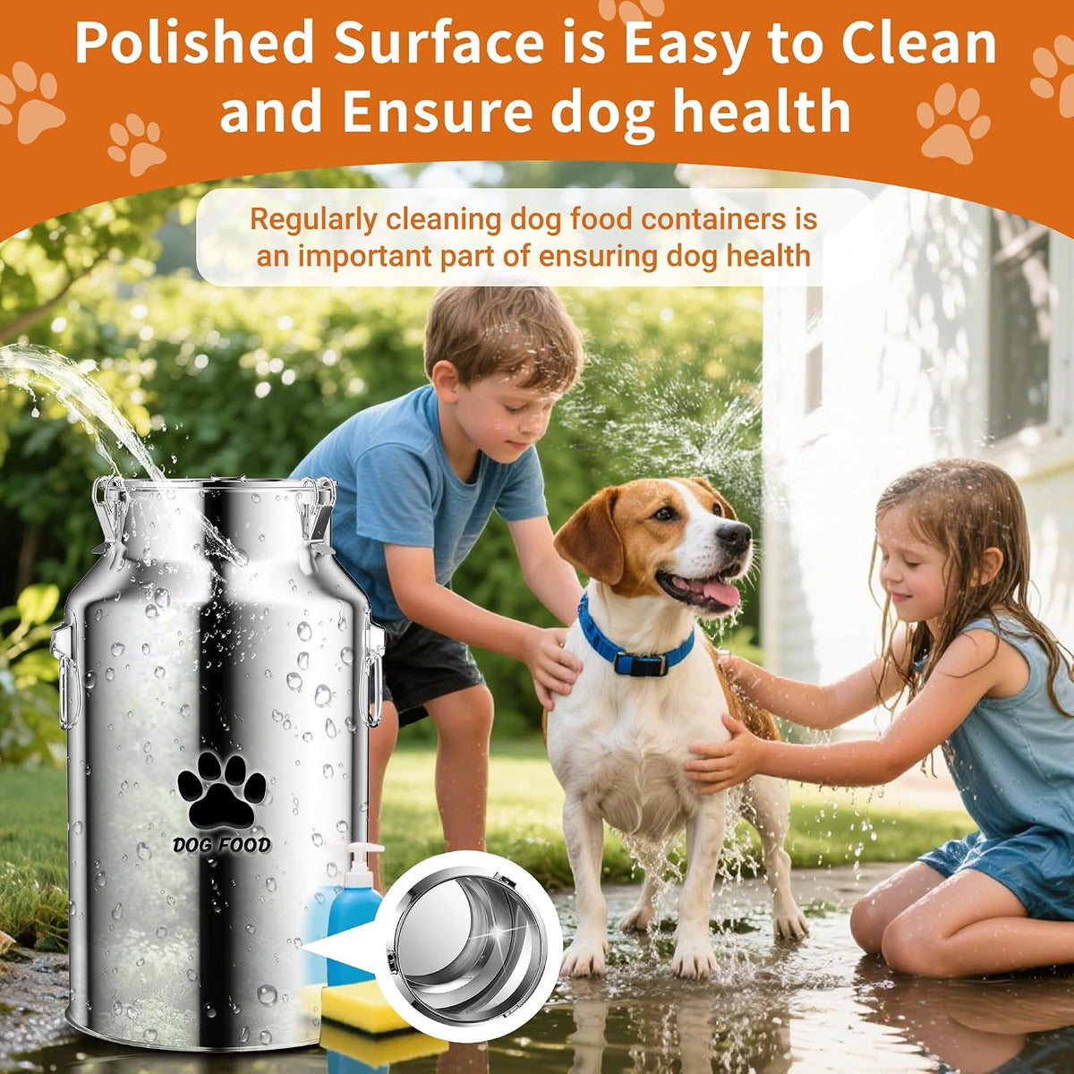 30Lbs Stainless Steel Dog Food Container,Metal Dog Food Storage Container