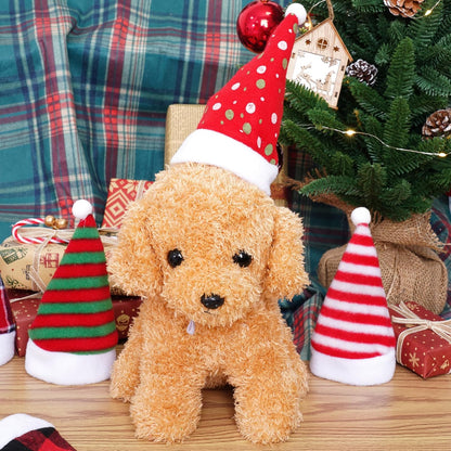 6 Pieces Pet Cat Dog Christmas Santa Hat Holiday Party Cute Costumes for Puppy Kitten Christmas Cosplay Dress up Supplies (Mixed Pattern)