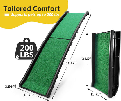 Foldable Dog Ramp for Cars Suvs Beds Non-Slip Grass - (50894)