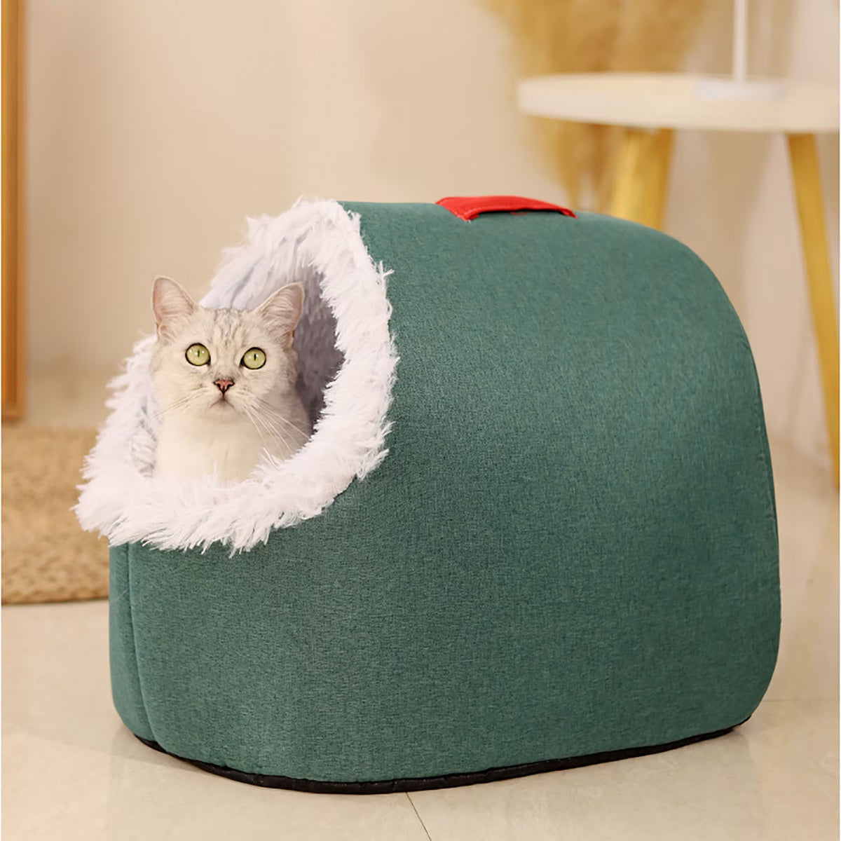 Winter Warm Pet Cave Bed,New Soft Plush Cozy Indoor Nest for Cats and Small Dogs, Removable Cushion Warming Pets Cozy Enclosed Cat House