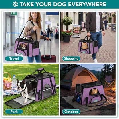 Airline Approved Pet Carrier Cats & Small Dogs, Large Heather Purple