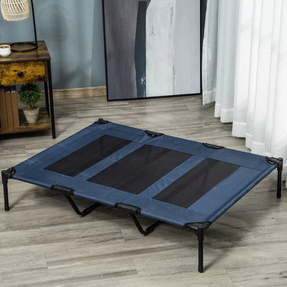 Pawhut 48" X 36" Elevated Breathable Dog Bed Portable Pet Cot W/ Carry Bag Metal Frame Breathable Mesh Indoor and Outdoor