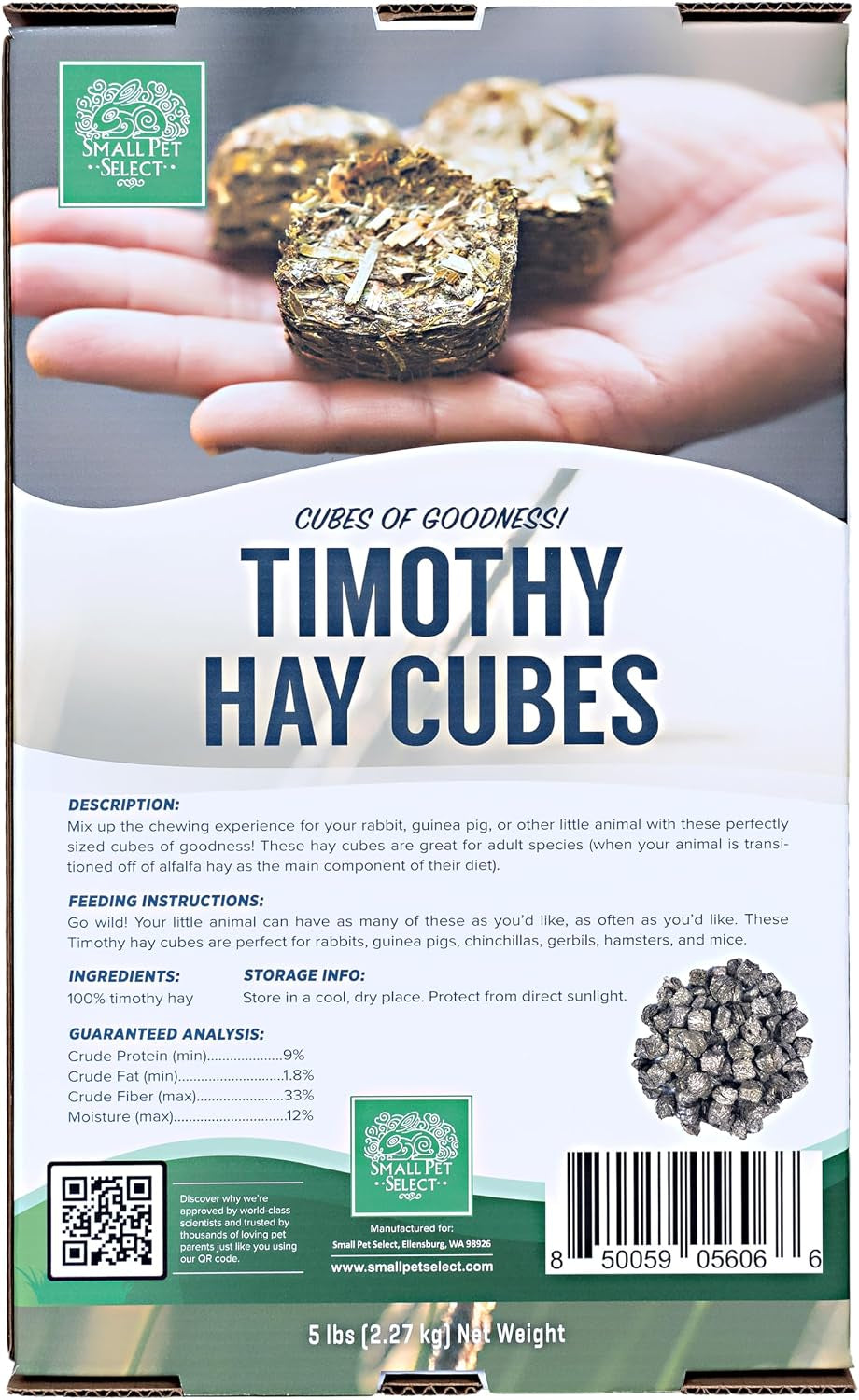 - Straight Timothy Hay Cubes - 100% All Natural Timothy Hay, Not Blended - Delivered Fresh, Guarantee, (5 Lb)