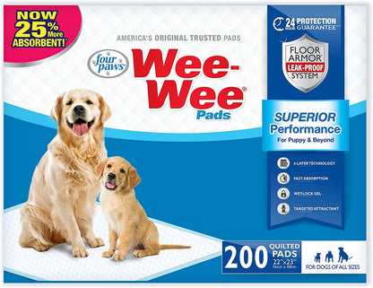 Wee-Wee Superior Performance Dog Pee Pads, 200 Count