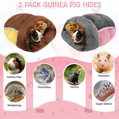 2 Pack Guinea Pig Bed, Slipper Cuddle Sack, Grey & Brown