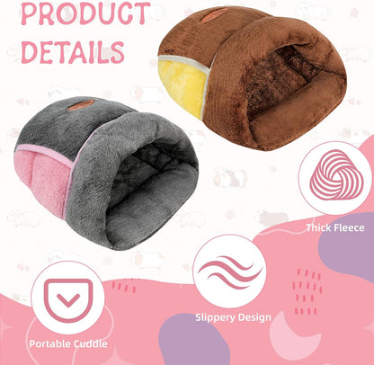 2 Pack Guinea Pig Bed, Slipper Cuddle Sack, Grey & Brown
