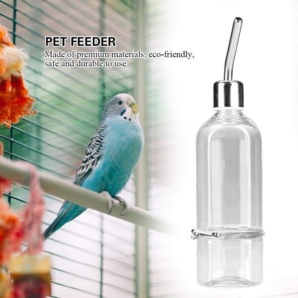 Parrot Water Feeder Automatic Pet Rabbit Feeder Parrot Bird Water Feeding Bottle Hamster Water Bottle Feeder with Stainless Steel Ball Nipple(S)