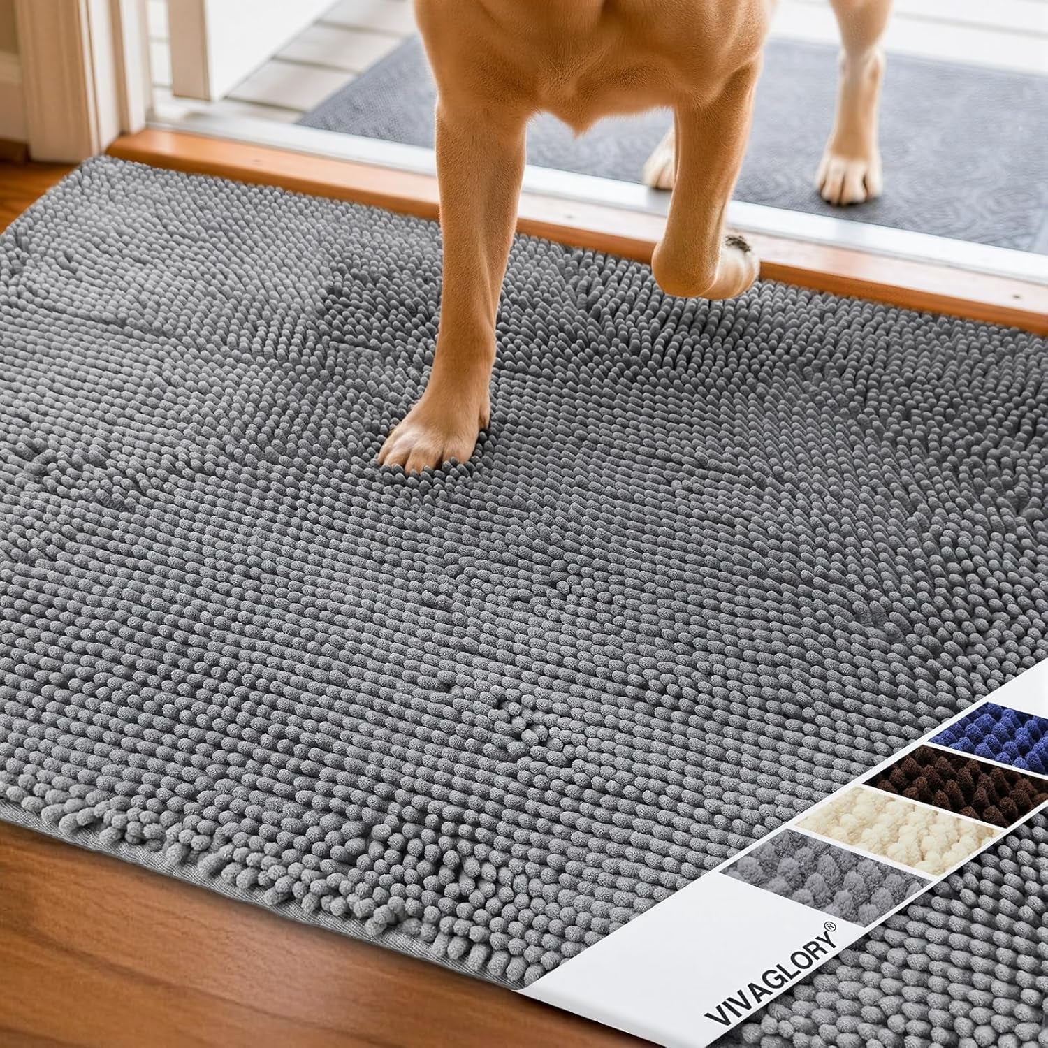 Dog Door Mat Absorpmax Dog Mat for Muddy Paw, 35 × 25", Grey