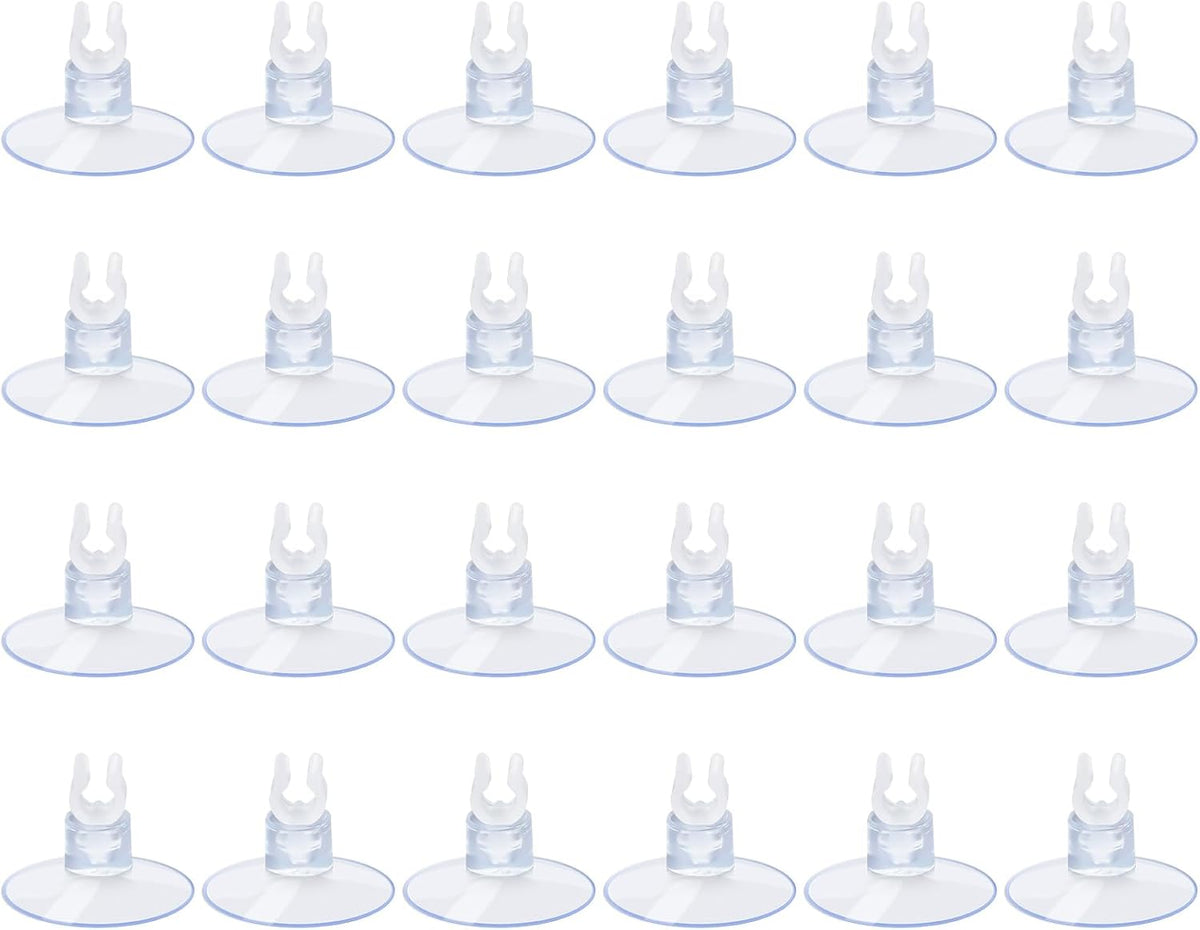 Aquarium Suction Cups, for Fish Tank Airline Tubing, with Clips 3/16" Air Hose Holder, 24Pcs (Clear)