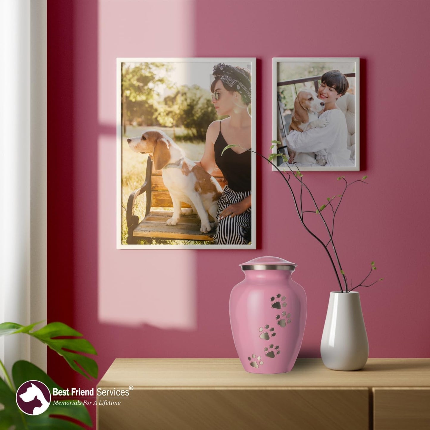 Ottillie Legacy Pink/Pewter/Vert Urn, up to 115Lbs