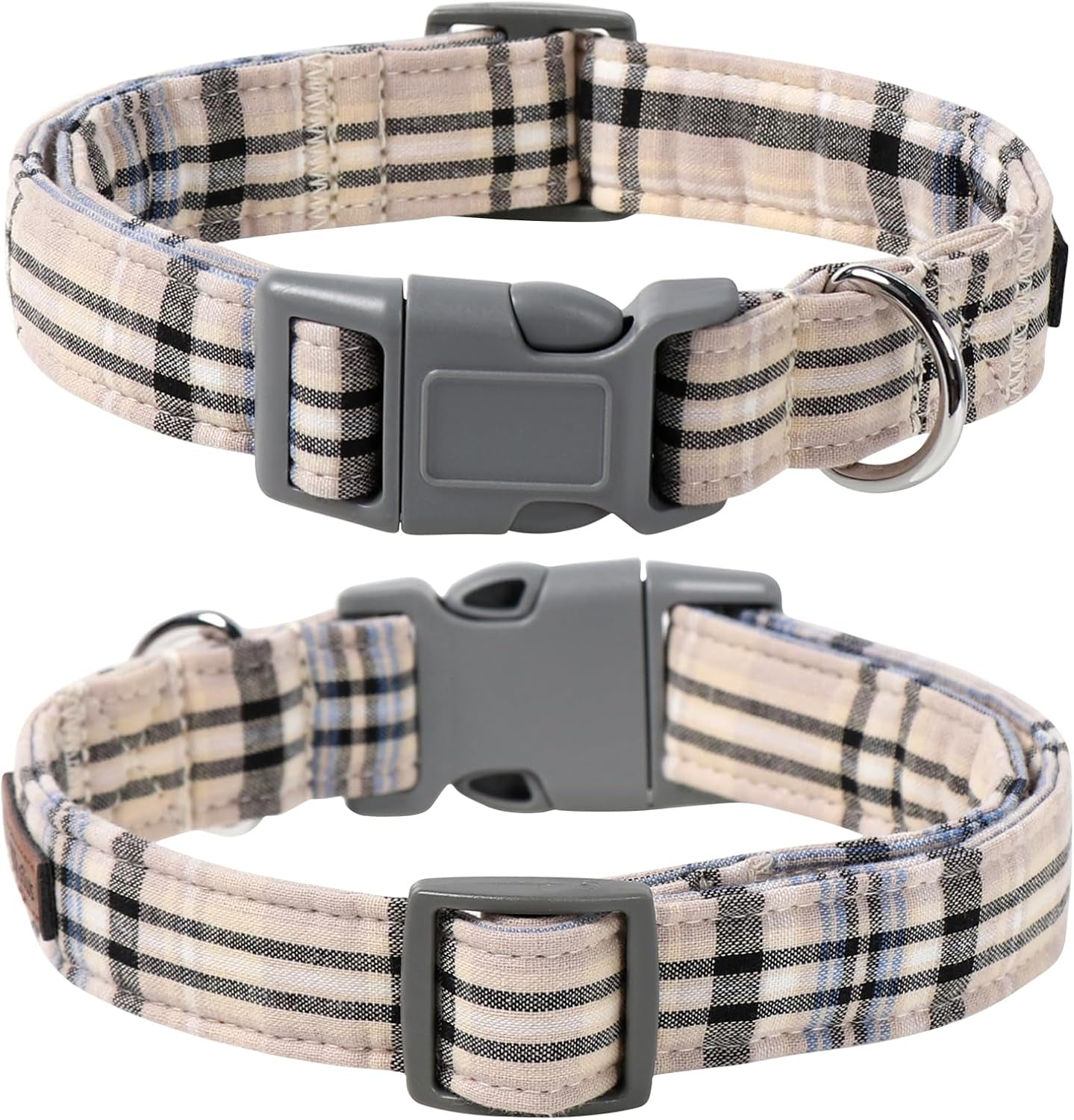 Dog and Cat Collar with Bowtie Grid Collar Plastic Buckle Light Adjustable Collars for Small Medium Large Dogs
