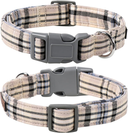 Dog and Cat Collar with Bowtie Grid Collar Plastic Buckle Light Adjustable Collars for Small Medium Large Dogs