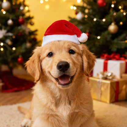 6 Pieces Pet Cat Dog Christmas Santa Hat Holiday Party Cute Costumes for Puppy Kitten Christmas Cosplay Dress up Supplies (Classic)