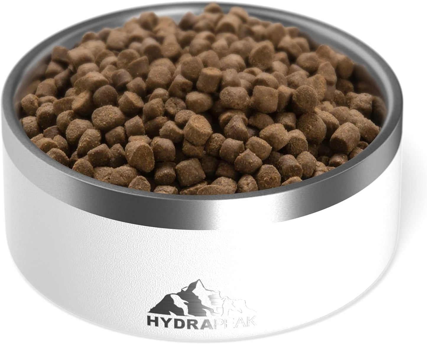 Dog Bowl, Non-Slip Stainless Steel Water and Food Dish, 4 Cup (White)