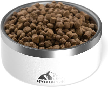 Dog Bowl, Non-Slip Stainless Steel Water and Food Dish, 4 Cup (White)