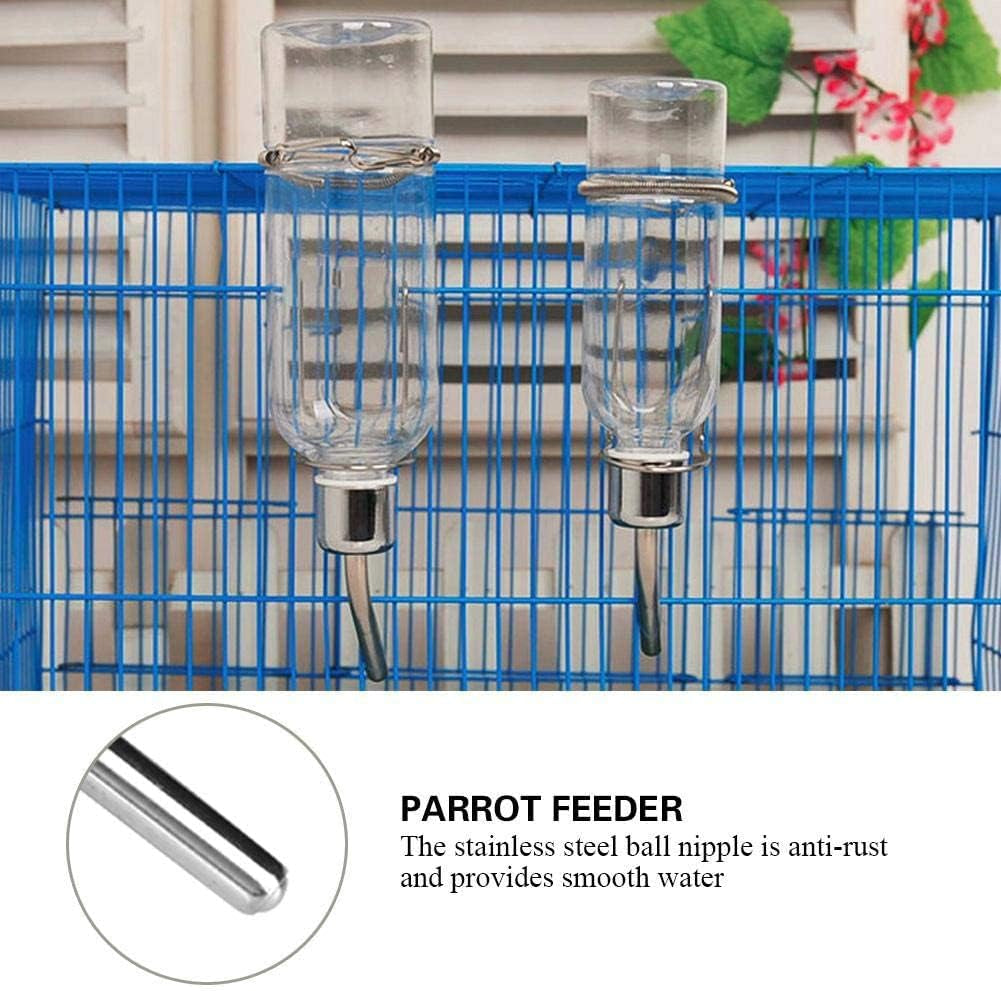 Parrot Water Feeder Automatic Pet Rabbit Feeder Parrot Bird Water Feeding Bottle Hamster Water Bottle Feeder with Stainless Steel Ball Nipple(S)