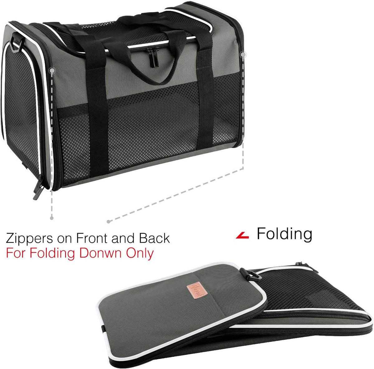 Cat Carrier - Portable Foldable Dog Pet Carrier, Soft-Sided Pet Bag up to 22 Lbs, Airline Approved Travel Puppy Carrier