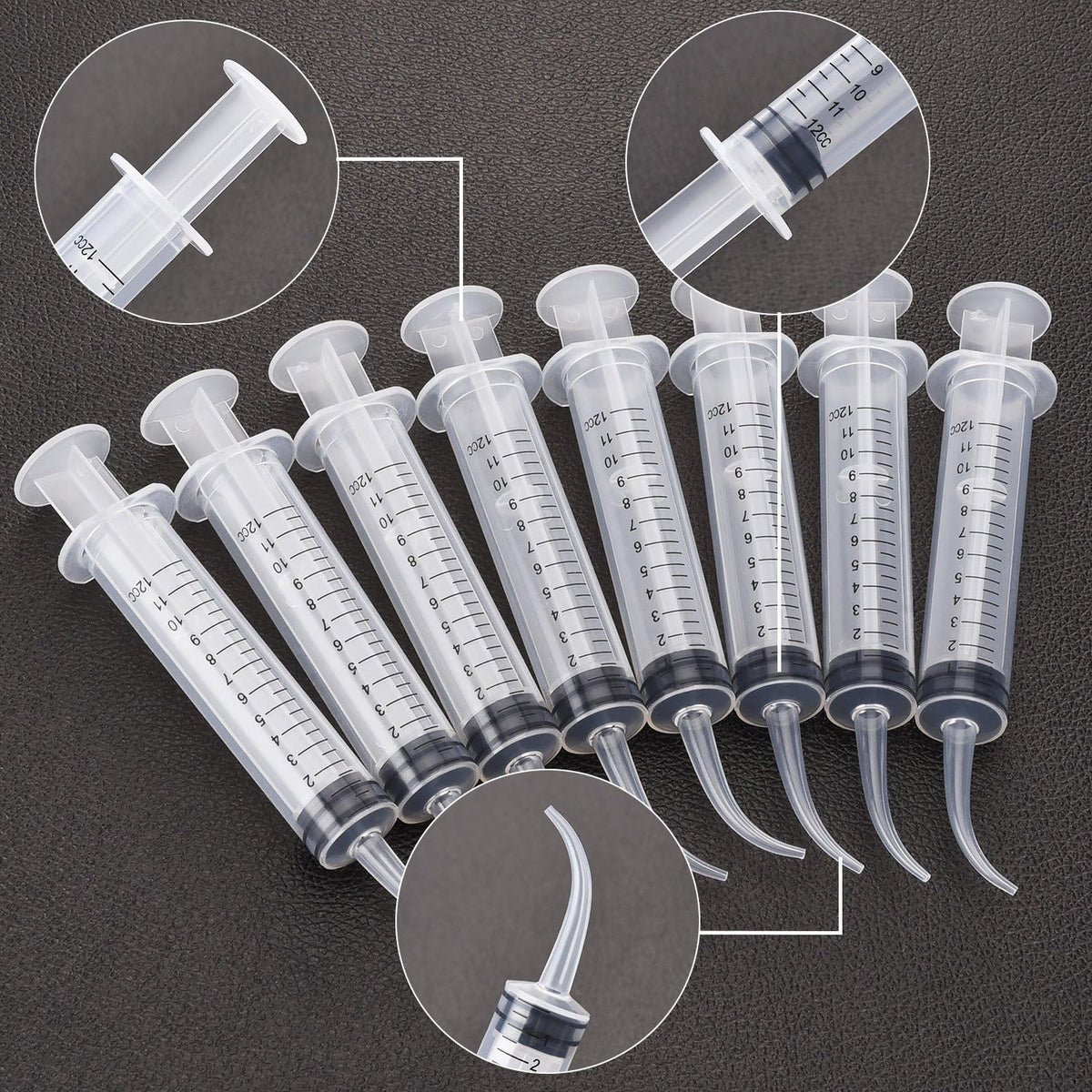 8 Pcs Syringe Dental Irrigation Syringe with Curved Tip