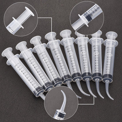 8 Pcs Syringe Dental Irrigation Syringe with Curved Tip