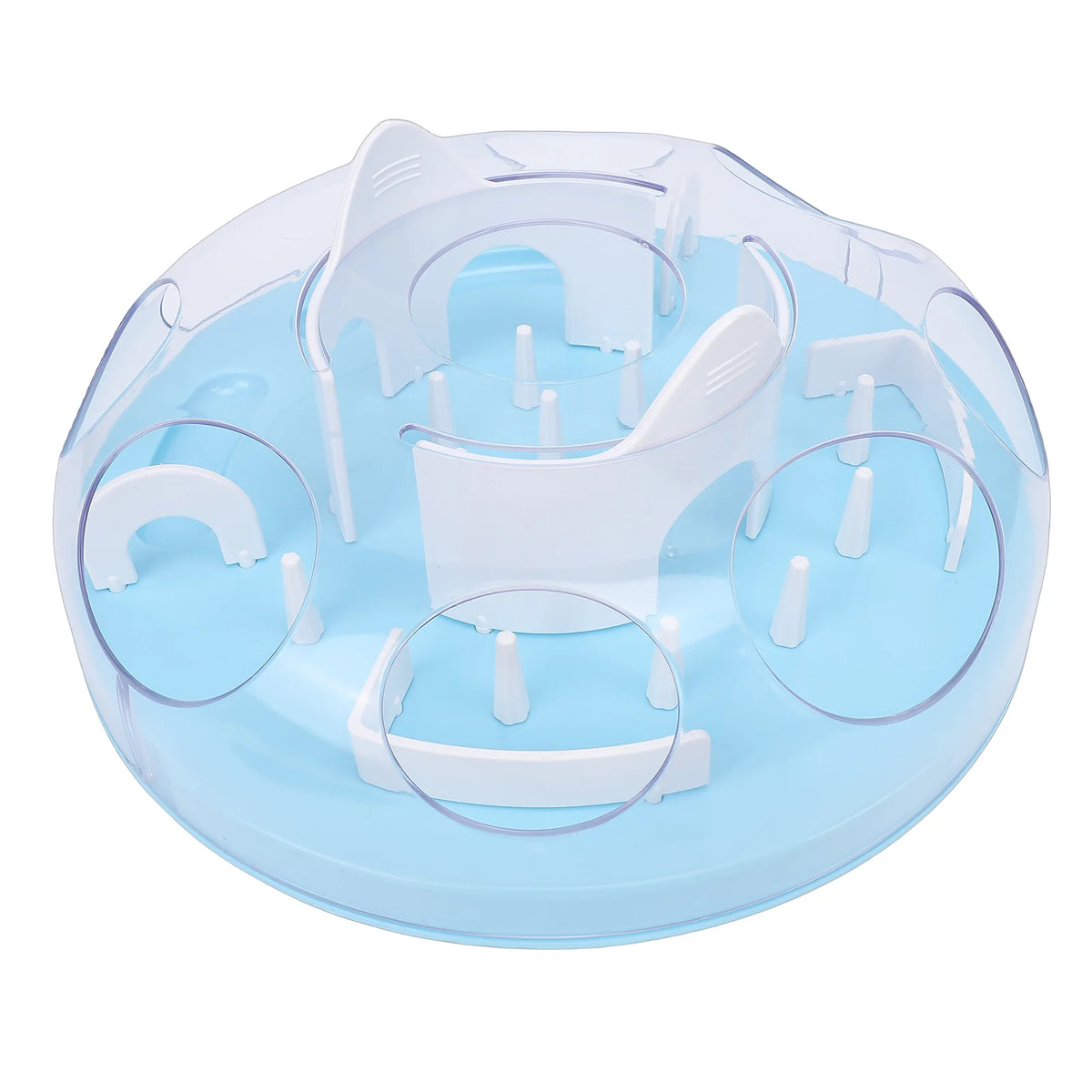 Interactive Cat Puzzle Feeder Funny Cat Puzzle Food Dispenser Enrichment Toy for Pets Play and Exercise Blue