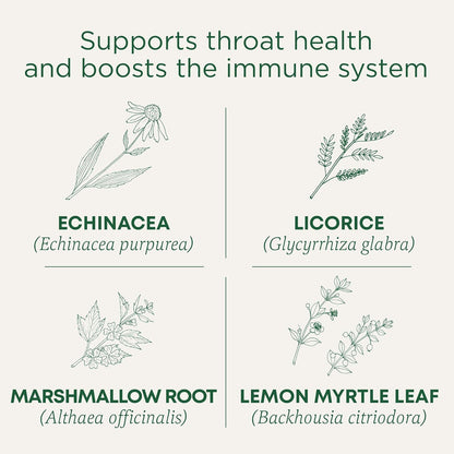 Organic, Throat Coat Lozenges, Lemon Ginger Echinacea - Herbal Cough Drops, Helps Soothe Sore Throat - Non-Gmo, Stimulant-Free - 16 Count