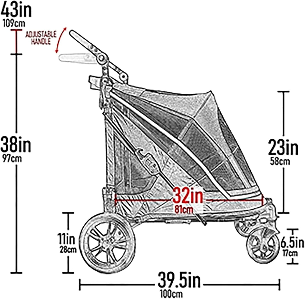 No-Zip Pet Stroller with Dual Entry, Push Button Zipperless Entry for Single or Multiple Dogs/Cats, Pet Can Easily Walk In/Out, No Need to Lift Pet, Gel-Filled Tires, 1 Model, NEW Fog