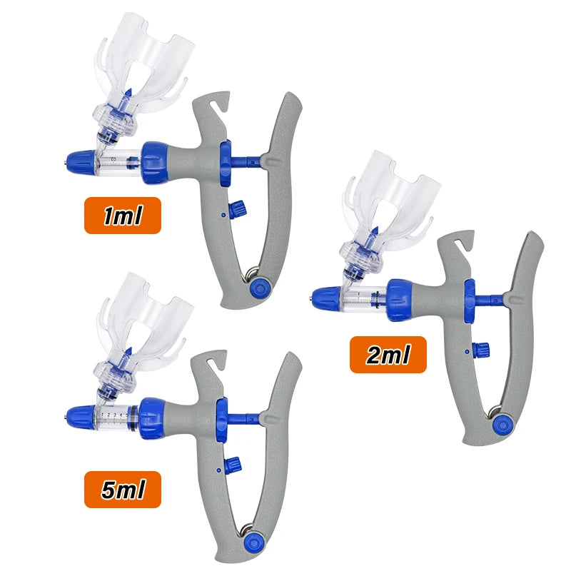 1/2/5Ml Automatic Continuous Syringe Animal Adjustable Injector Chicken Poultry Durable Vaccine Injector 10 Needles Veterinary