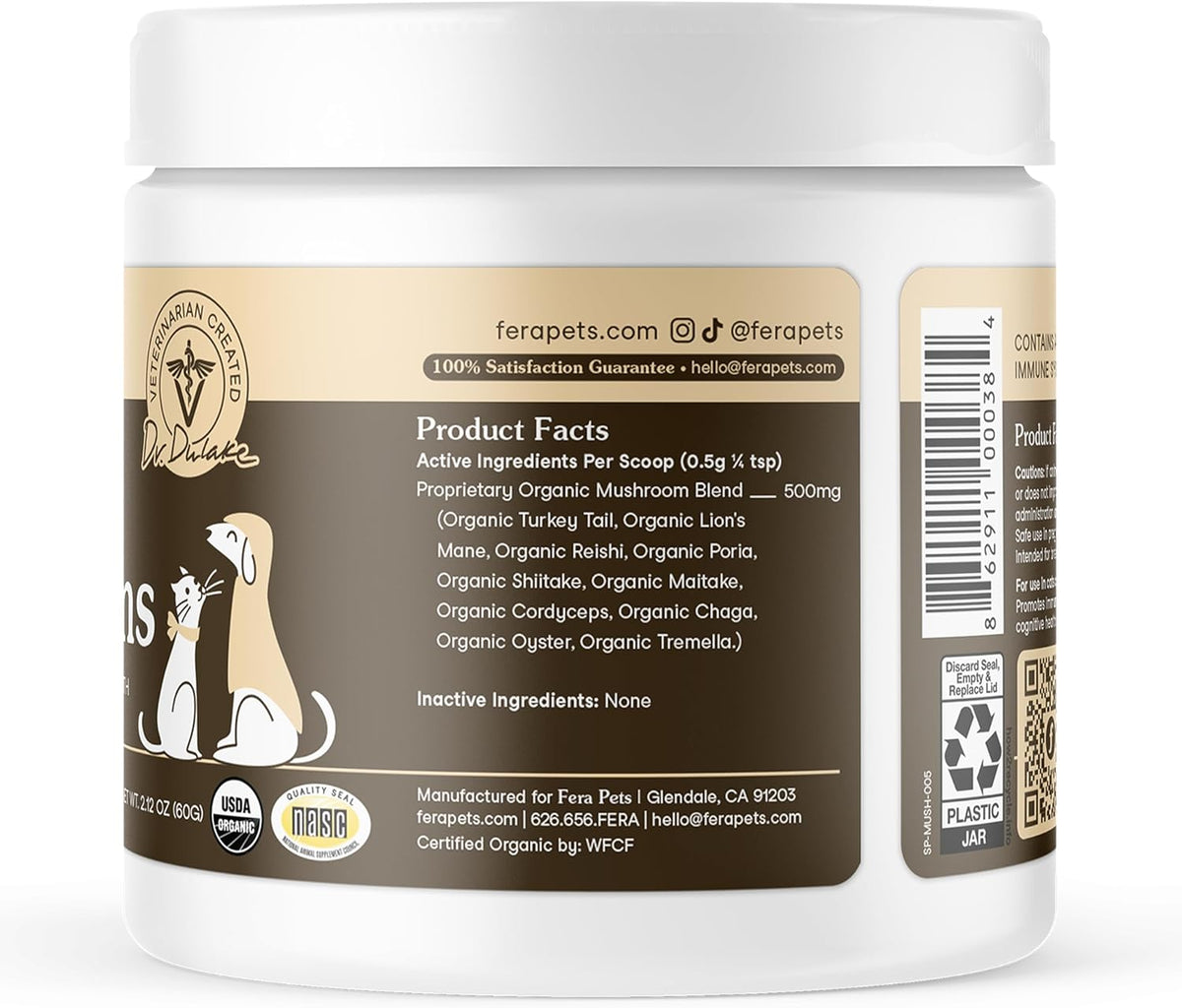 Mushroom Supplement for Dogs & Cats with Turkey Tail, 120 Scoops