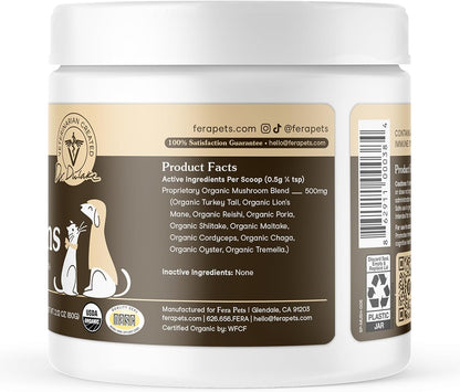 Mushroom Supplement for Dogs & Cats with Turkey Tail, 120 Scoops