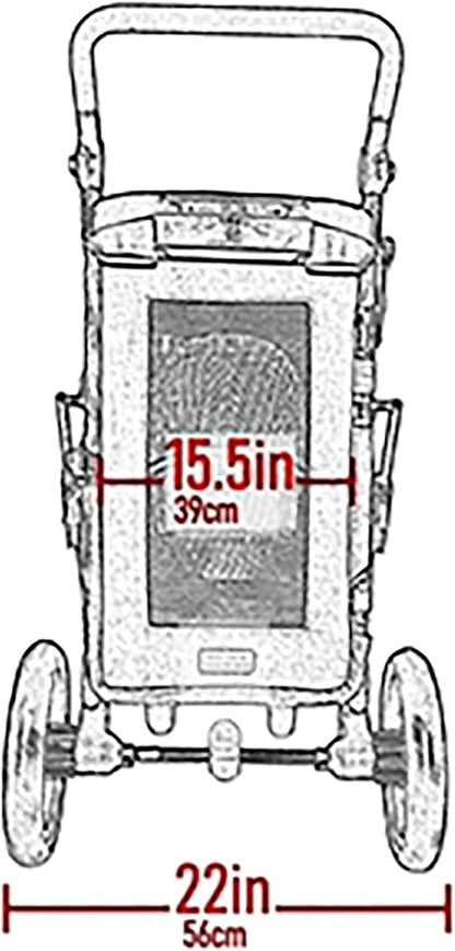No-Zip Pet Stroller with Dual Entry, Push Button Zipperless Entry for Single or Multiple Dogs/Cats, Pet Can Easily Walk In/Out, No Need to Lift Pet, Gel-Filled Tires