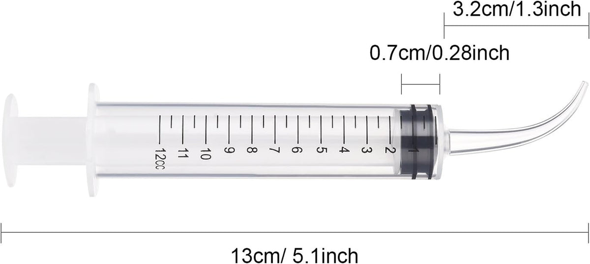 8 Pcs Syringe Dental Irrigation Syringe with Curved Tip