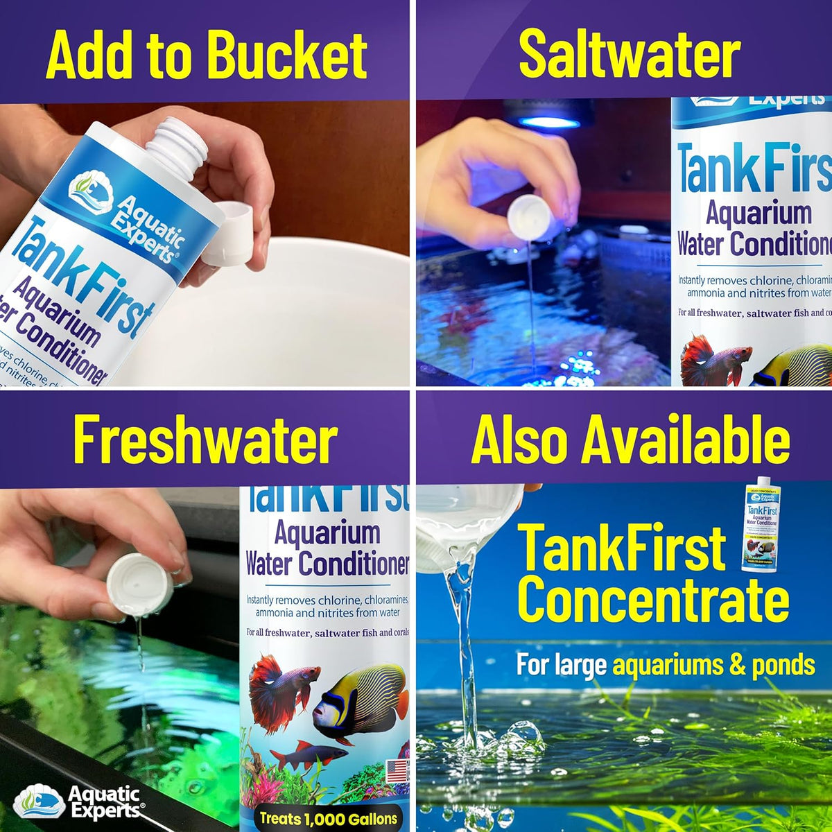 Tankfirst Complete Aquarium Water Conditioner - Fish Water Conditioner, Instantly Removes Chlorine, Chloramines, and Detoxifies Ammonia from Fish Tank (Tankfirst Regular, 500 Ml)