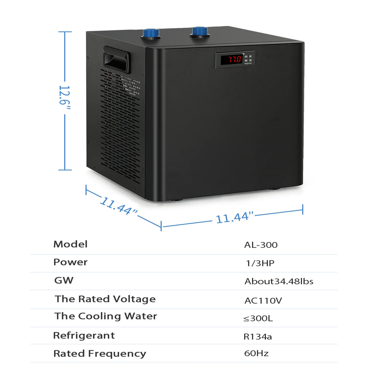 Ecojoy Aquarium Water Chiller 75GAL 1/3HP Fish Tank Chiller, 300L Cooling System with Quiet Design Compressor Refrigeration