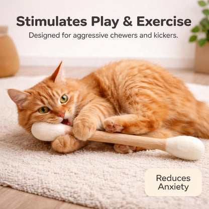 Giant Swab Cat Toy with Catnip 1 Pc (17 in / 42 Cm) | Extra Long Durable Chew Toy for Large Cats, Aggressive Chewers & Small Dogs | Interactive, Catnip Filled for Play & Anxiety Relief
