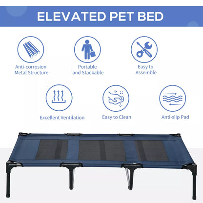Pawhut 48" X 36" Elevated Breathable Dog Bed Portable Pet Cot W/ Carry Bag Metal Frame Breathable Mesh Indoor and Outdoor