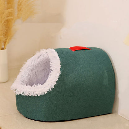 Winter Warm Pet Cave Bed,New Soft Plush Cozy Indoor Nest for Cats and Small Dogs, Removable Cushion Warming Pets Cozy Enclosed Cat House