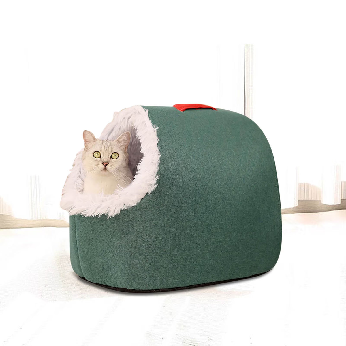 Winter Warm Pet Cave Bed,New Soft Plush Cozy Indoor Nest for Cats and Small Dogs, Removable Cushion Warming Pets Cozy Enclosed Cat House