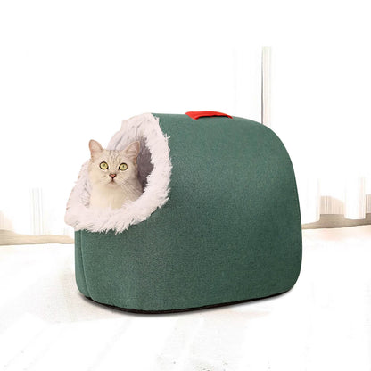 Winter Warm Pet Cave Bed,New Soft Plush Cozy Indoor Nest for Cats and Small Dogs, Removable Cushion Warming Pets Cozy Enclosed Cat House