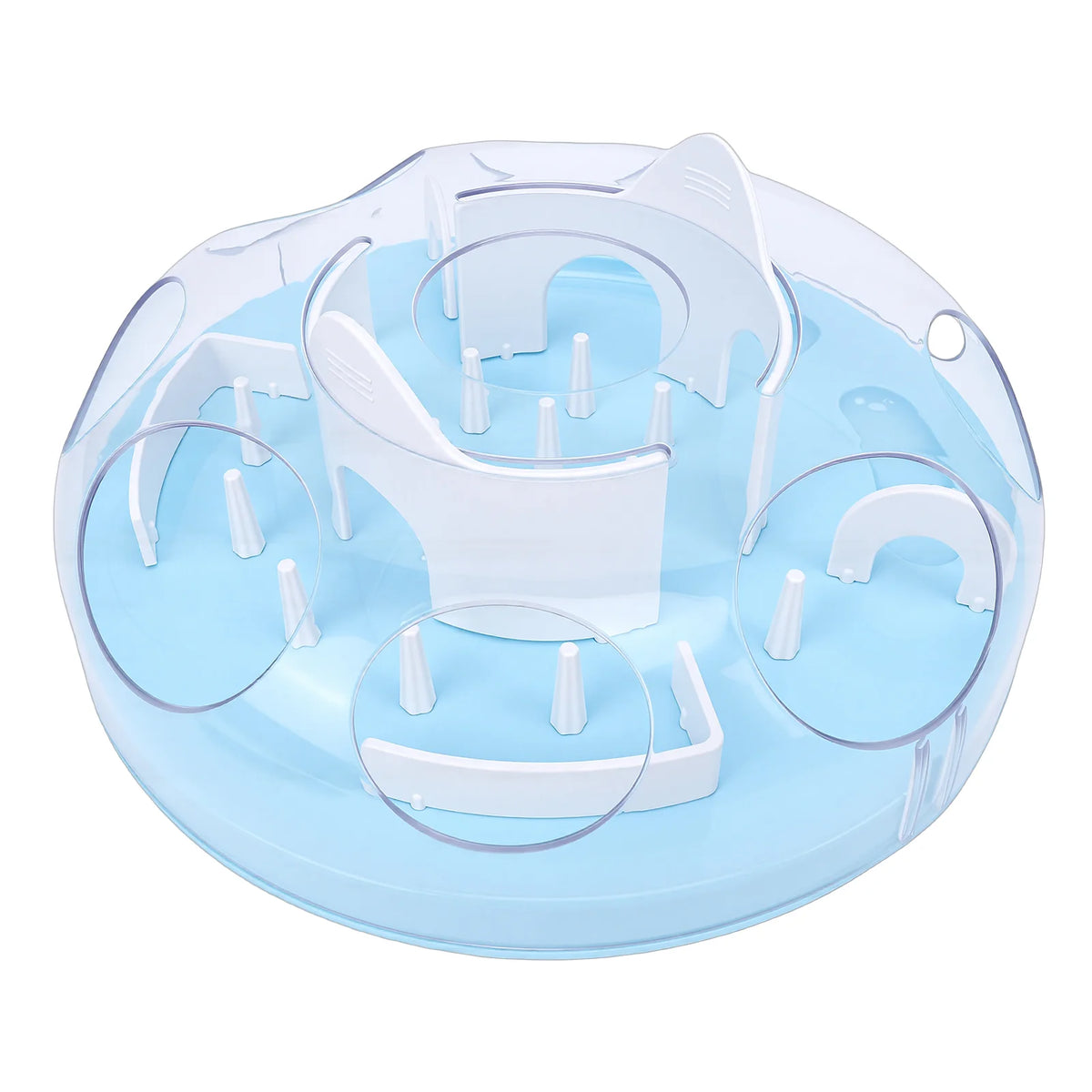 Interactive Cat Puzzle Feeder Funny Cat Puzzle Food Dispenser Enrichment Toy for Pets Play and Exercise Blue