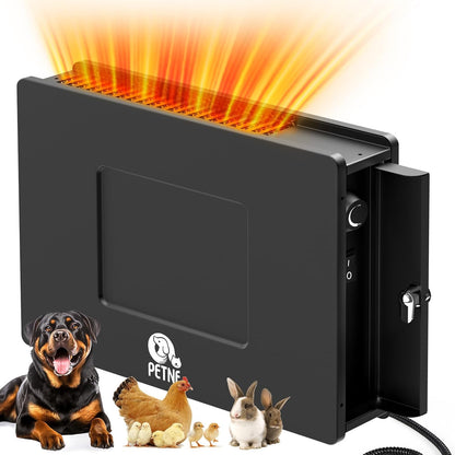 Dog House Heater, 32℉-122℉ Temp Control, Near-Silent No Fan & 30% Energy-Save ECO Mode, Overheat Protection & 6.6Ft Chew-Resistant Cord, Outdoor Dog House/Chicken Coop, Puppies/Preg/Senior Dogs