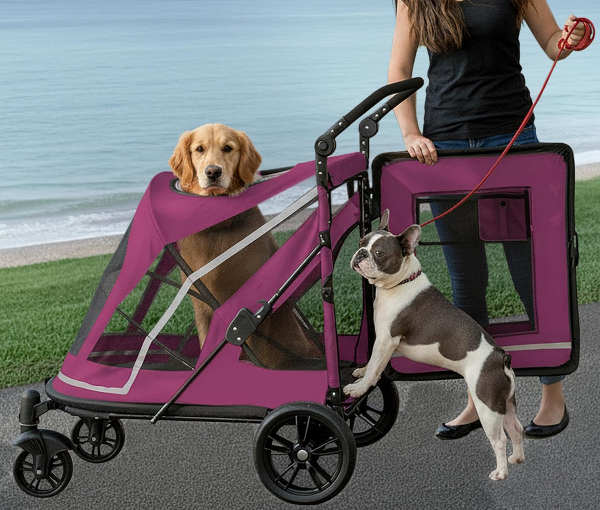 No-Zip Excursion Pet Stroller, Dark Raspberry