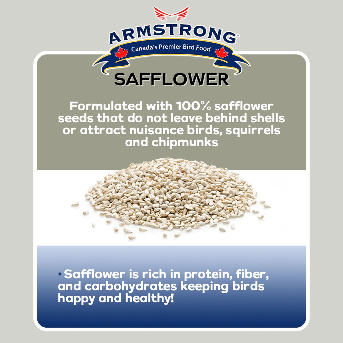 Armstrong Wild Bird Food Safflower Wild Bird Seed for High Energy, 20Lbs