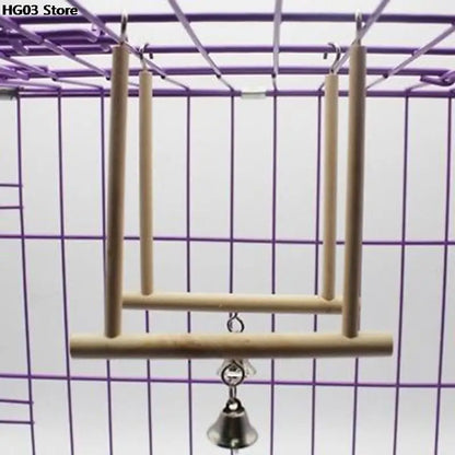 1PC Wooden Birds Cage Perch Cage Hanging Wood Birds Perch Parrot Toys Stand Holder Natural Wood Swing Pet Supplies