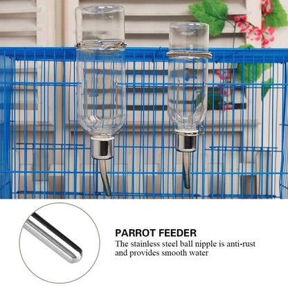 Pet Water Dispenser Automatic Pet Water Feeder Pet Hanging Water Feeding Bottle Hamster Water Bottle Water Feeder for Birds with Stainless Steel Ball Nipple