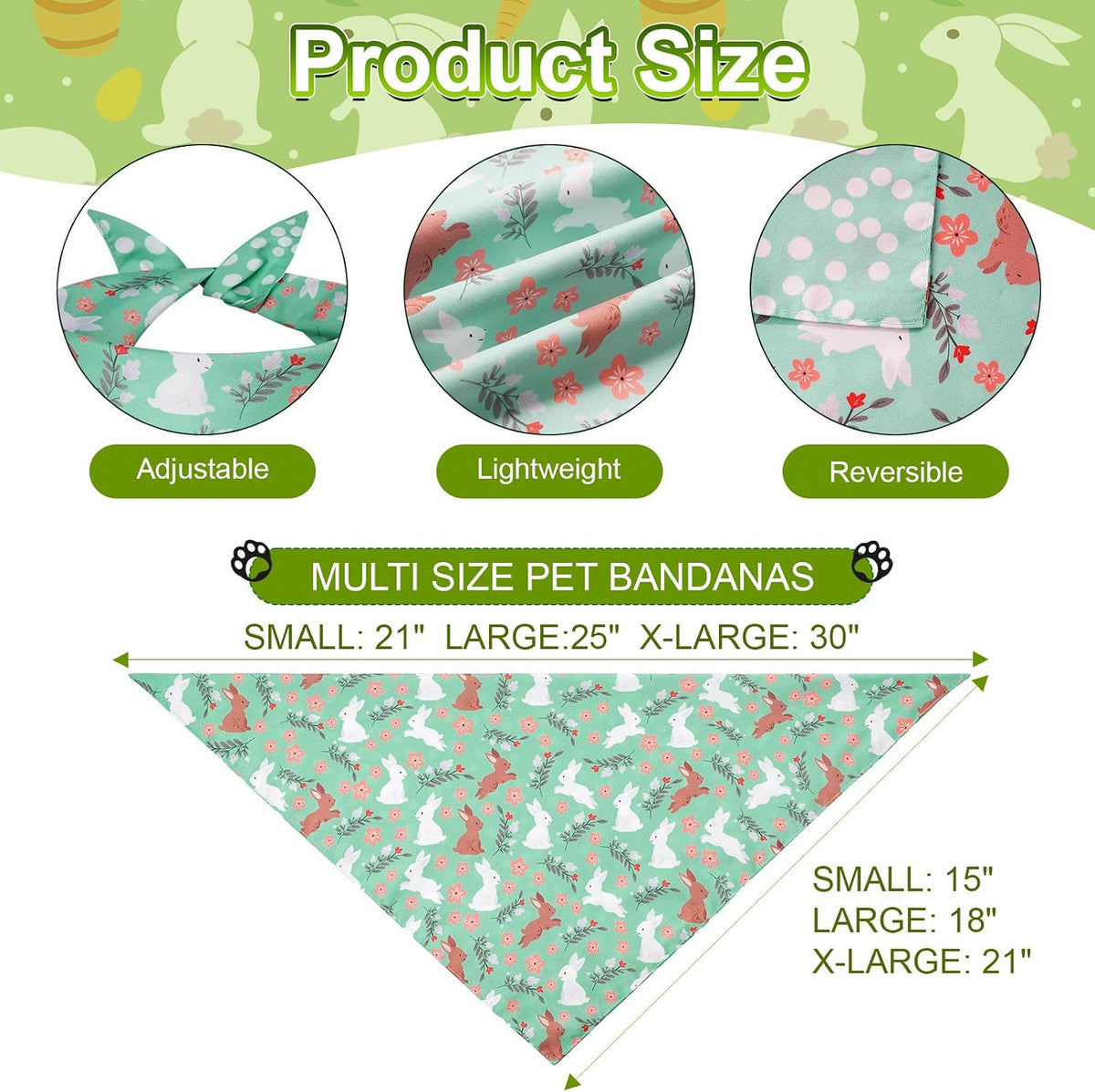 Easter Dog Bandanas Large 3PCS, 6 Pattern Scarf for Boy and Girl