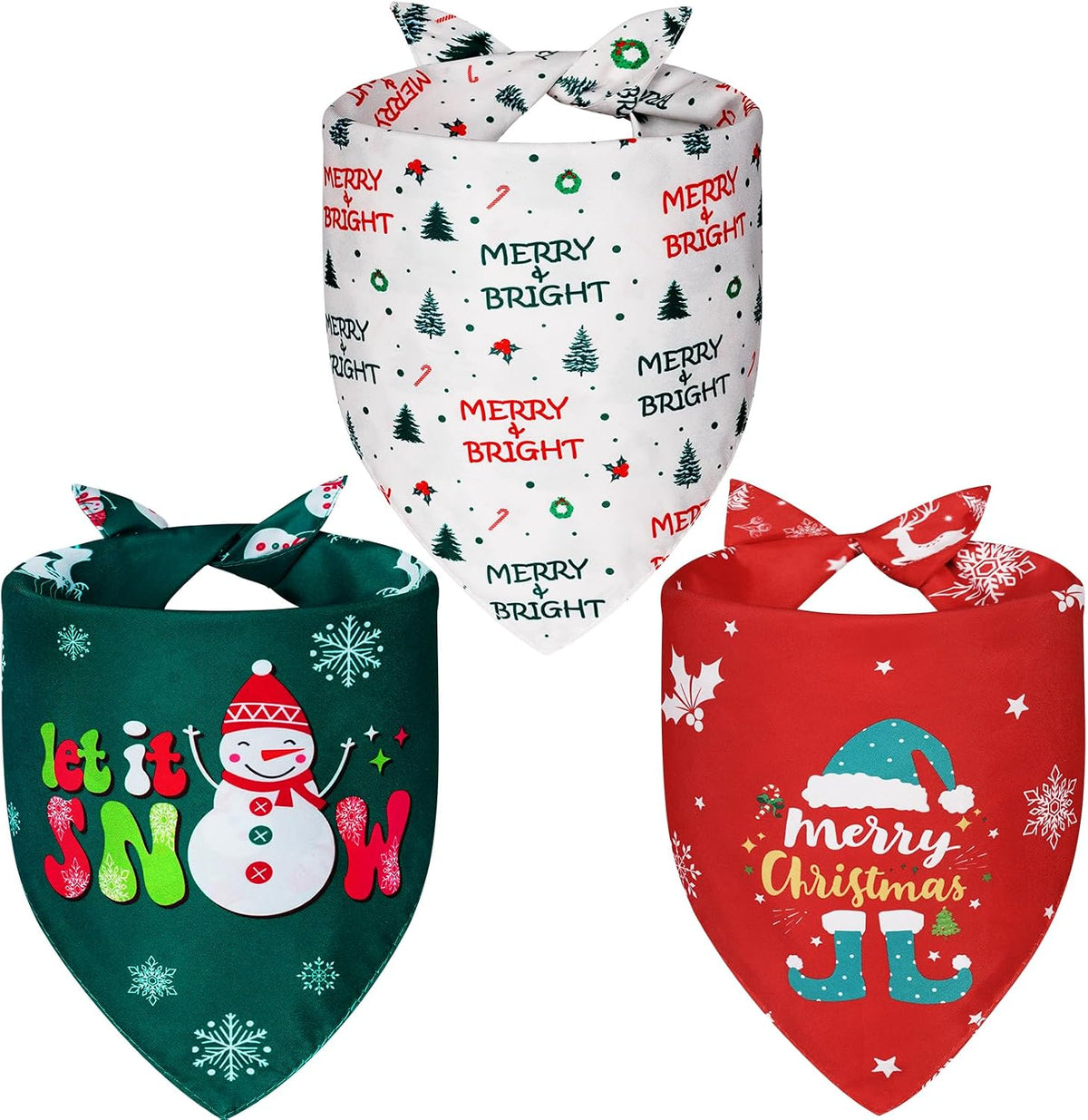 Christmas Dog Bandanas Small 3PCS, 6 Pattern Scarf for Boy and Girl