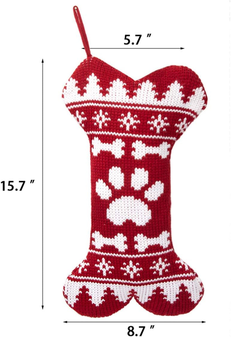 New Knitted Dog Christmas Stockings for Pets Extra Large Ornament Decorations for Family Holiday Season Decor Christmas Bags-Christmas Parent-Child Cute Bone One Claw (1 Pack)