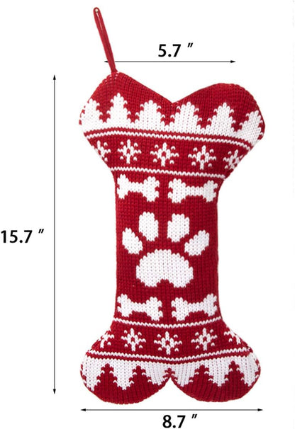 New Knitted Dog Christmas Stockings for Pets Extra Large Ornament Decorations for Family Holiday Season Decor Christmas Bags-Christmas Parent-Child Cute Bone One Claw (1 Pack)